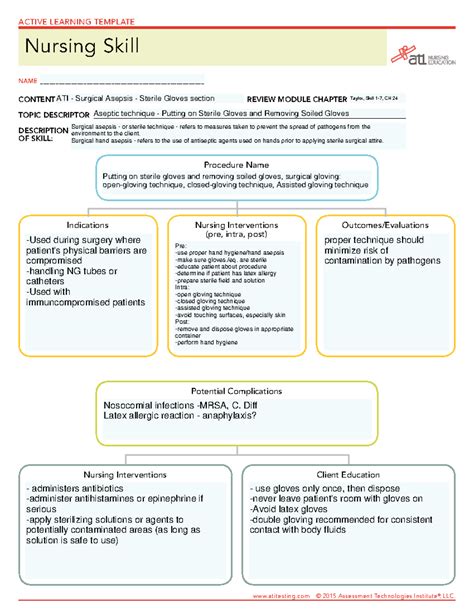 ATI ALT Asepsis Gloves Nursing Skills completed - Indications Nursing ...