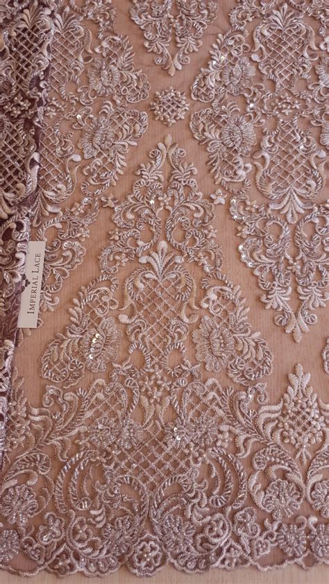 Luxury brown beaded lace fabric - 3D lace & embroidery - lace fabric from Imperiallace.com