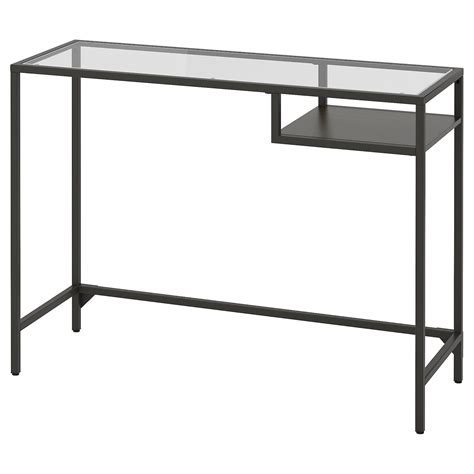 VITTSJÖ laptop table, black-brown/glass, 100x36 cm (393/8x141/8") - IKEA