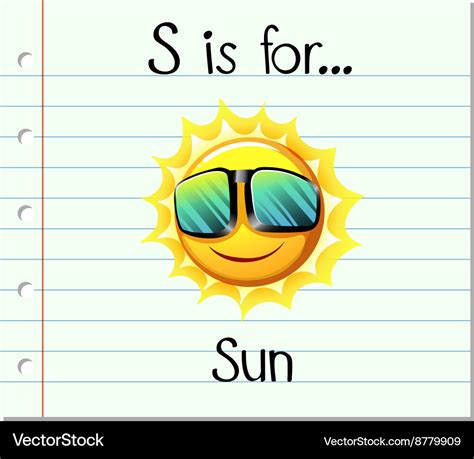 Flashcard letter s is for sun Royalty Free Vector Image