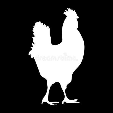 White Silhouette of a Rooster Stock Vector - Illustration of beak, icon ...