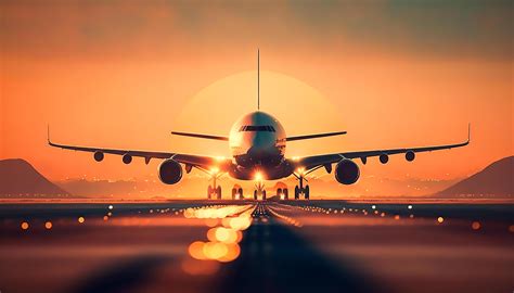 landing plane from front view in sunset, 21868999 Stock Photo at Vecteezy