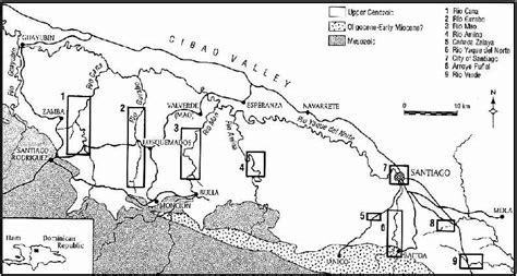 Map of the Greater Antilles region, with enlarged map of the Cibao ...