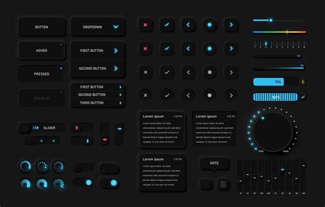 Detailed black user interface pack 1225413 Vector Art at Vecteezy