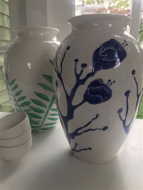 Vase, Blue and White Flower, Ginger Jar, Hand Painted Ceramic Pottery - Etsy