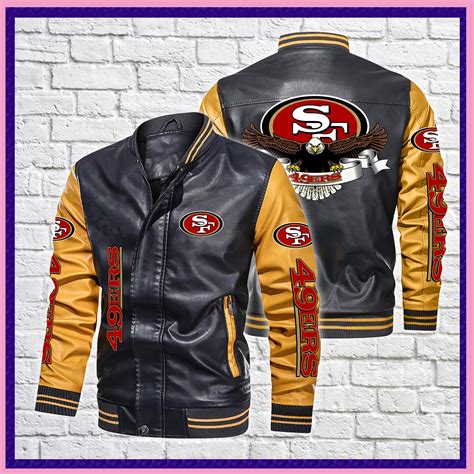 San Francisco 49ers NFL Leather Bomber Jacket Ravens 001 | Etsy