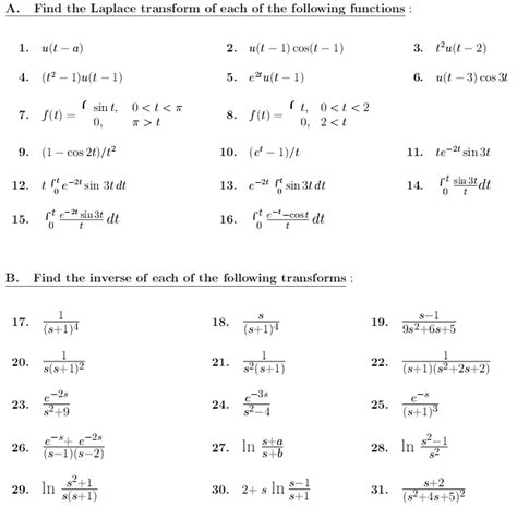 Find The Laplace Transform Of Each Of The Following ... | Chegg.com