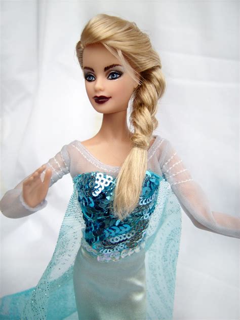 "Elsa" Barbie Repaint/Hair Restyled Barbie Doll and Couture Dress from Disney's "Frozen" Movie ...