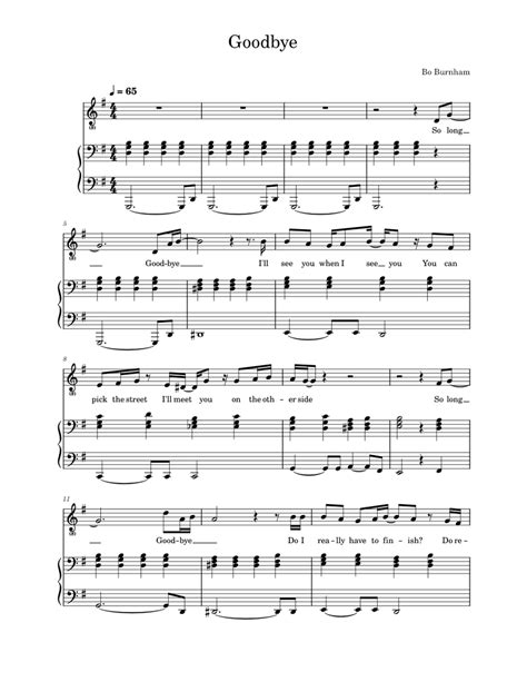 Goodbye – Bo Burnham Bo Burnham - Goodbye Sheet music for Piano, Vocals (Piano-Voice ...