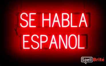 SE HABLA ESPANOL LED Sign in Red, Neon Look