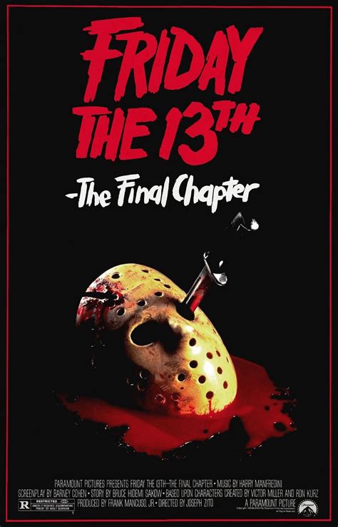 FRIDAY THE 13TH THE FINAL CHAPTER IV 4 Movie Poster Horror Jason ...