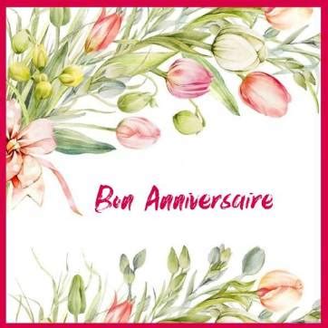 Carte Anniversaire aquarelle Bouquet de Tulipes Eva