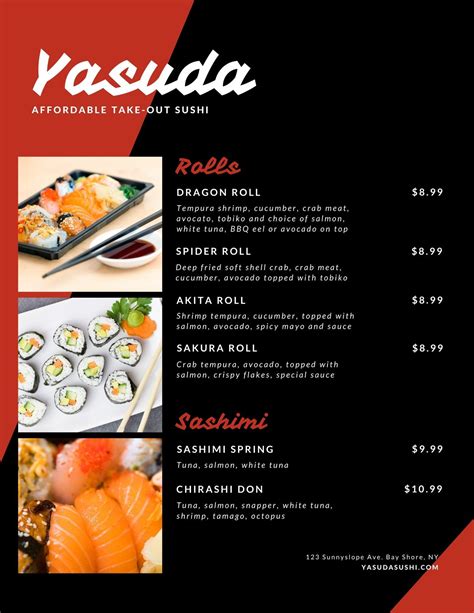 Black Red Japanese Sushi Take-out Menu - Templates by Canva