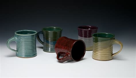 Wheel-thrown pottery mugs