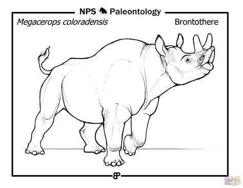 Brontothere (Megacerops Coloradensis) coloring page | Free Printable ...