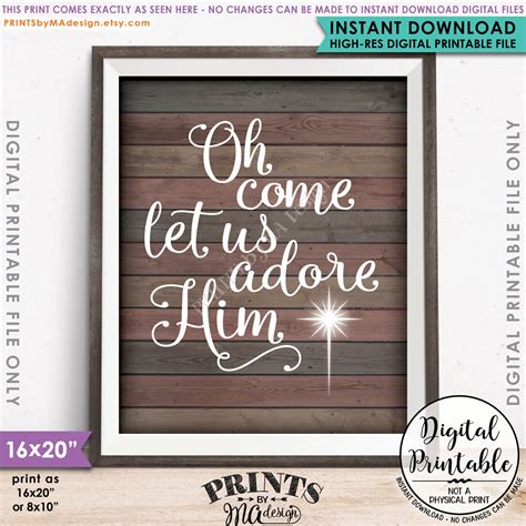 Oh Come Let Us Adore Him Sign Christmas Decor Holiday Print - Etsy