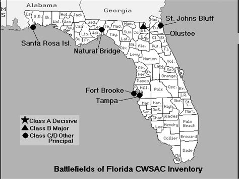 Florida Civil War Map of Battles