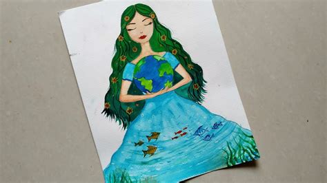 World Environment Day Drawing/ Easy Nature Drawing/ How to draw Mother Earth Drawing/ Simple ...