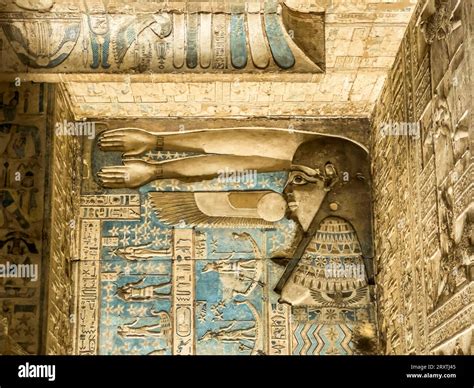 Details of the ceiling inside the Hypostyle Hall, Temple of Hathor ...