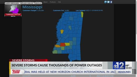 Severe storms cause thousands of power outages in Mississippi - YouTube