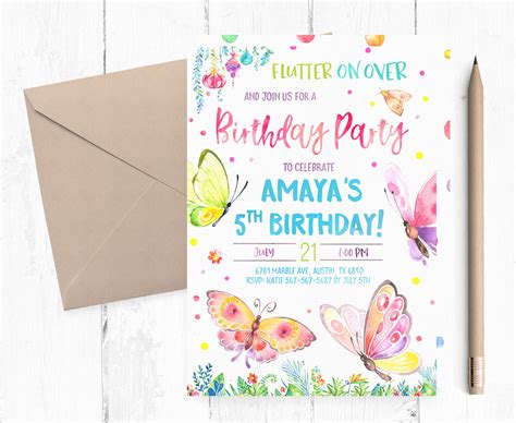 Butterfly Invitation Butterfly Birthday Invitations | Etsy