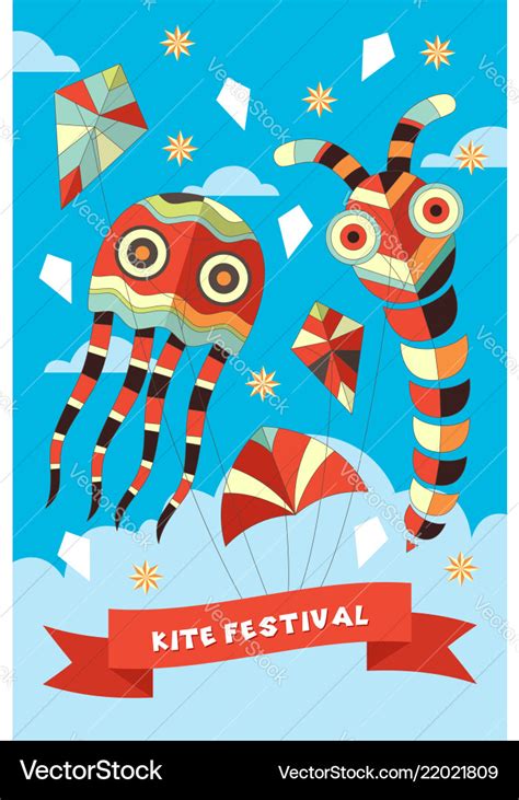 Kite festival poster Royalty Free Vector Image