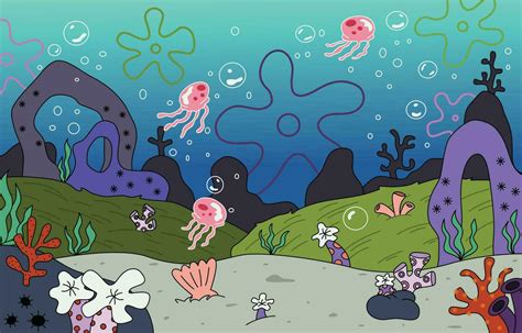 Jellyfish Field in the Bottom of Ocean Background 24987443 Vector Art at Vecteezy