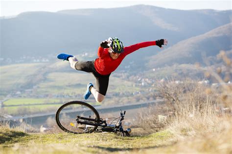 Man flying off bicycle