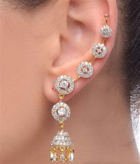 80% OFF on Jewels Galaxy Alloy Gold Plated American Diamond Studded Jhumka Ear Cuff (2 Piece) on ...