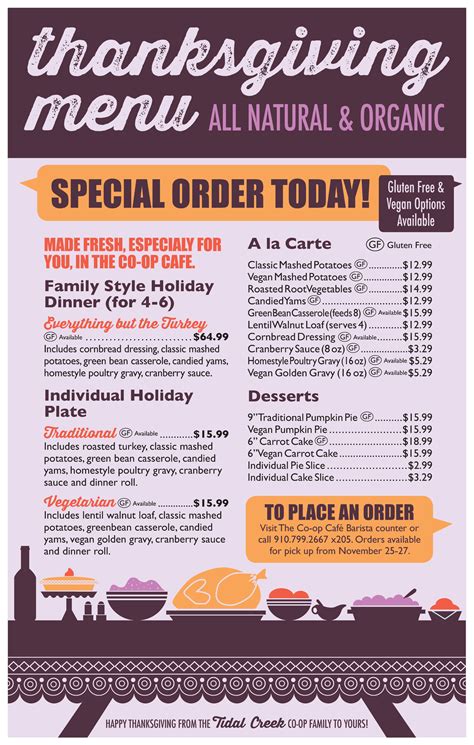 Thanksgiving Catering Menu | Tidal Creek Co-op