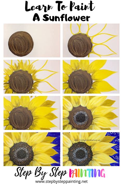 Sunflower Painting – Step By Step Tutorial – Free Online Lesson in 2020 (With images ...