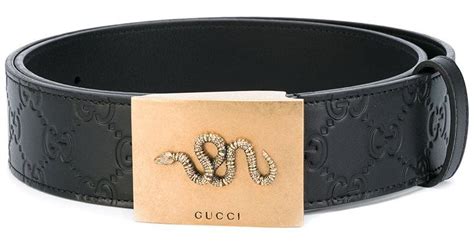 Gucci Leather Snake Buckle Belt in Black | Lyst