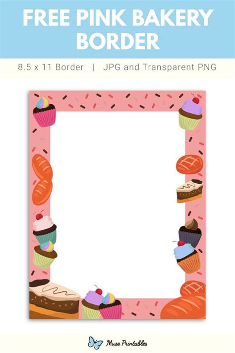 Free Printable Pink Bakery Border | Border, Printable border, Printables