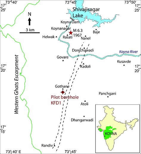 Map of Koyna region showing the locations of the 1967 M 6.3... | Download Scientific Diagram