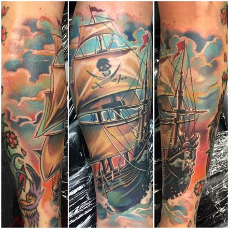 95+ Best Pirate Ship Tattoo Designs & Meanings - (2019)