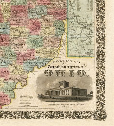 1851 Ohio Old Ohio Map. Ohio State Map. Showing All the - Etsy