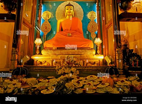 Statue of Gautam Buddha ; UNESCO World Heritage Mahabodhi temple ; Bodhgaya ; Bihar ; India ...