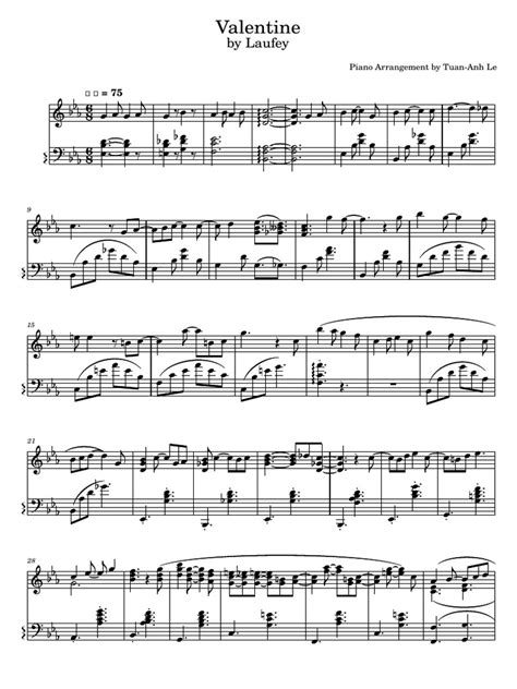 Valentine Laufey Arrangement For Solo Piano | PDF