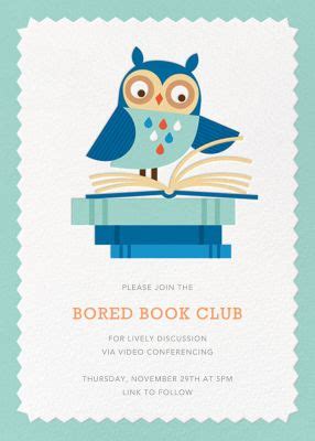 Book club invitations | Send online instantly | RSVP tracking