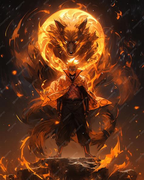 Premium AI Image | anime character with a fiery fire ball in his hand ...