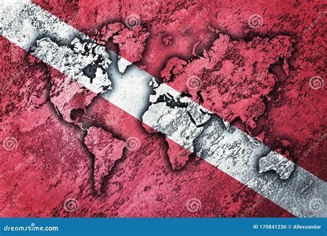 Diver Down Flag, World Map Scuba Flag Stock Photo - Image of activity ...