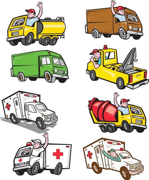 Truck Driver Cartoon Set Emergency Character Graphics Vector, Emergency, Character, Graphics PNG ...