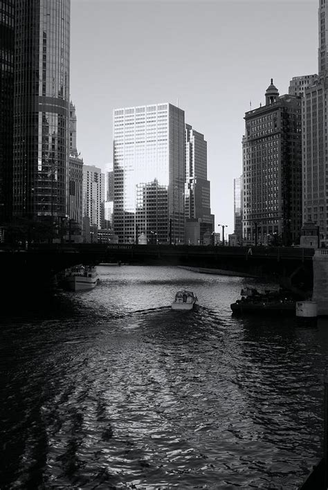 Chicago River Sunset Reflection Wake by Igermz