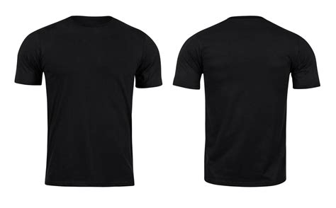 Black T-shirts front and back use for design isolated on white ...