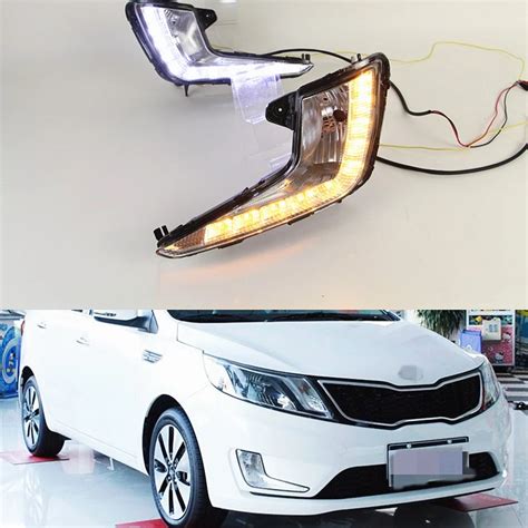 Car Flashing For KIA Rio K2 2011 2014 LED DRL Daytime Running Light Daylight Waterproof yellow ...