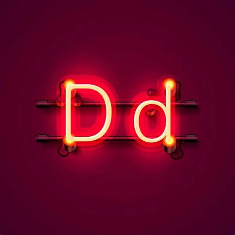 Glowing neon font. Shiny letter D — Stock Vector © file404 #31568583