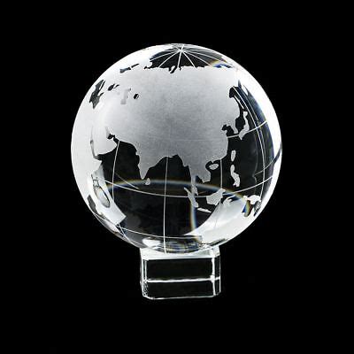 80mm Genuine Crystal World Globe Earth Sphere Etched Frosted Glass Ball | eBay