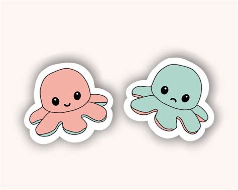 Mood Octopus Sticker Laptop Stickers Reversible Octopus | Etsy | Cute ...