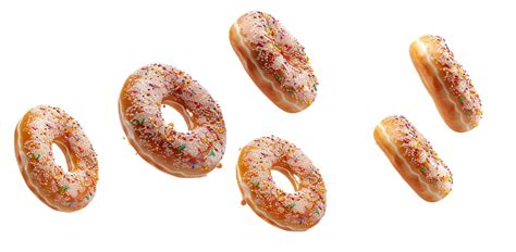 AI generated Sprinkled Pink Frosted Doughnuts Floating png 42654465 PNG