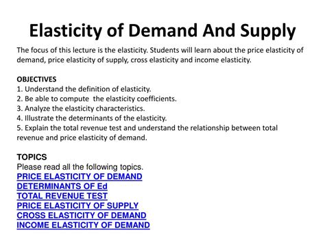 PPT - Elasticity of Demand And Supply PowerPoint Presentation, free ...